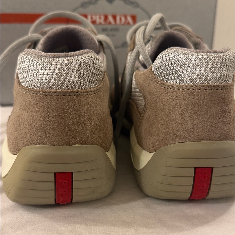 Prada Men's Tan and Gray Sneakers - Picture 5 of 9